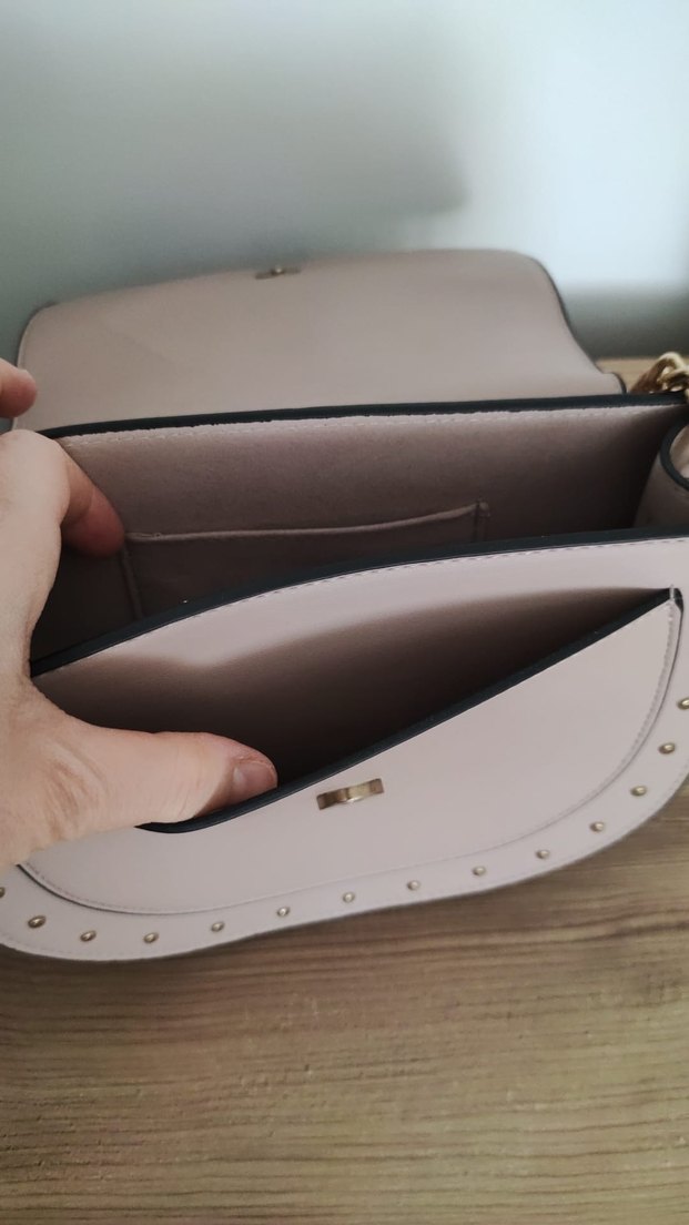 Zincir Detaylı Bej Kadın Deri Çanta - Görsel 5