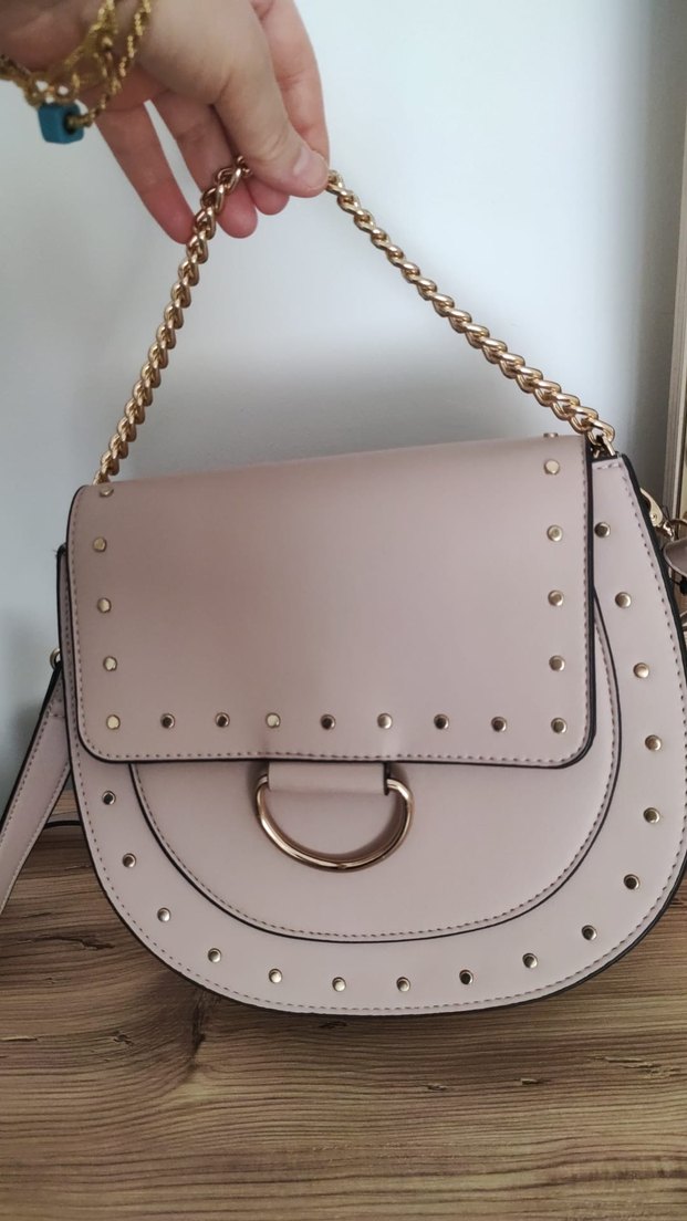 Zincir Detaylı Bej Kadın Deri Çanta - Görsel 2