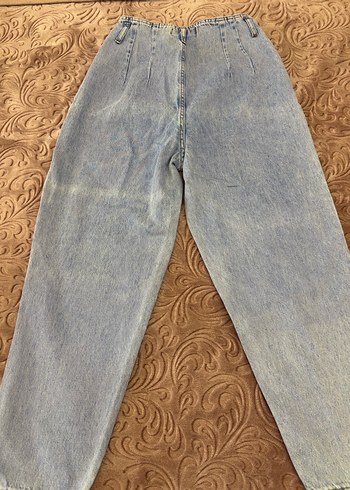 Gri Mavi Midi Boy Bol Kesim Kadın Kot Pantolon - Görsel 3