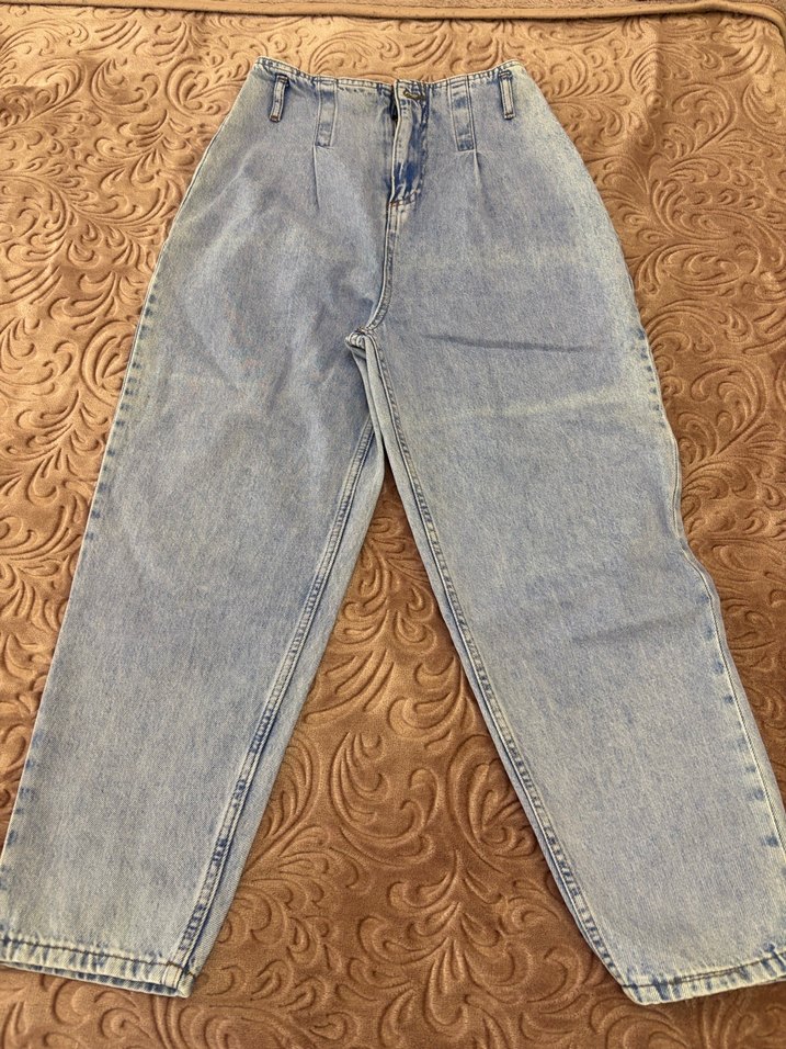 Gri Mavi Midi Boy Bol Kesim Kadın Kot Pantolon - Görsel 2