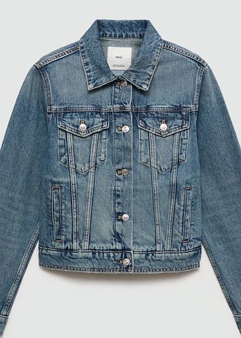 Düğmeli Mavi Kadın Denim Ceket - Görsel 5