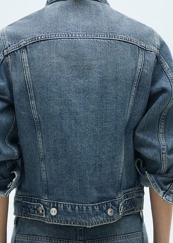 Düğmeli Mavi Kadın Denim Ceket - Görsel 3