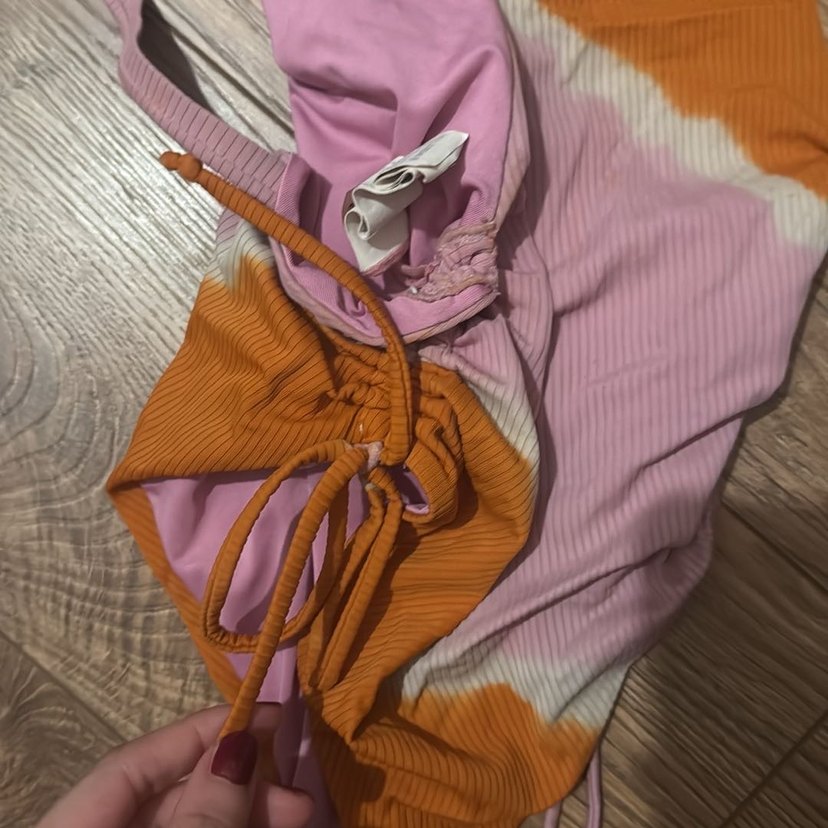 Pembe Turuncu Bağcıklı Batik Mayo - Görsel 4