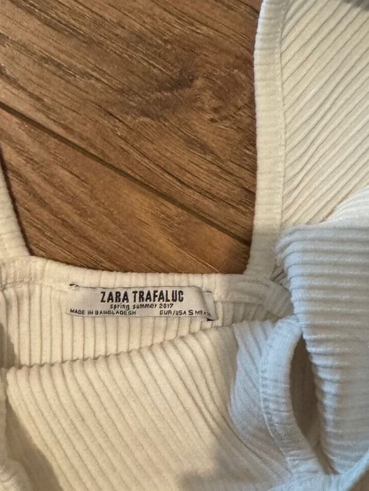 Beyaz Piliseli Keten Mini Bluz - Görsel 4