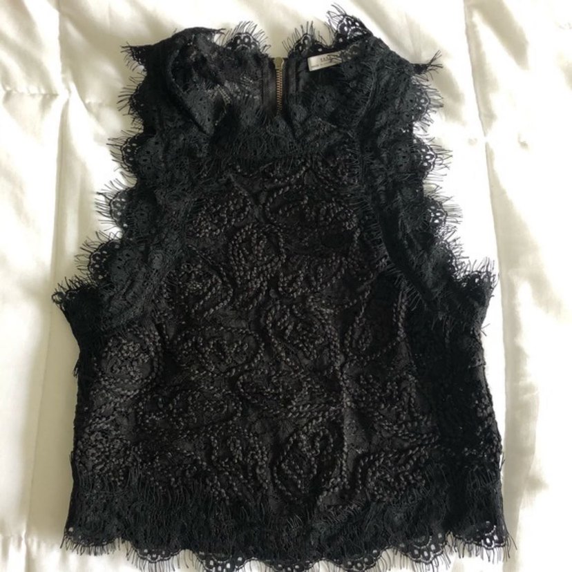 Dantel Detaylı Siyah Kolsuz Mini Bluz - Görsel 2