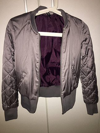 H&m bomber ceket kapitone gri lila