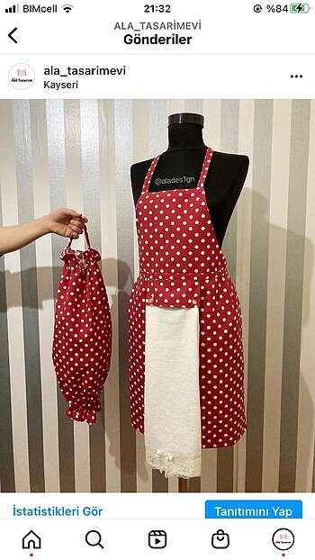 Mutfak önlüğü ve poşetlik set