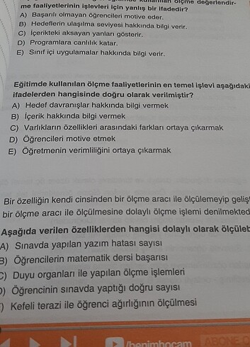  benim hocam eğitim bilimleri soru bankasi