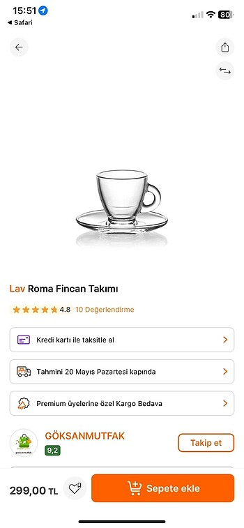 Lav Cam fincan takımı