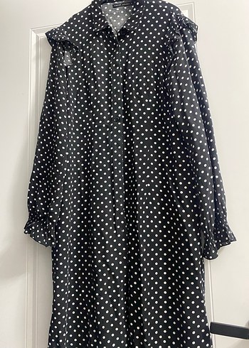 Puantiye Desenli Siyah Tunik Gömlek - Görsel 4