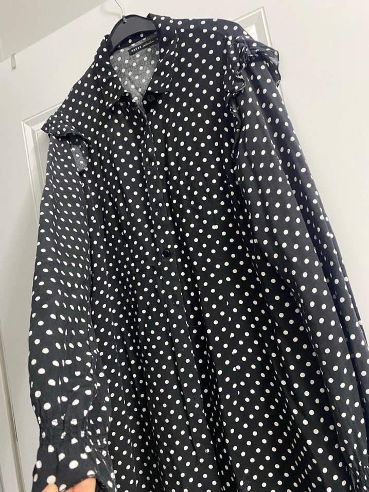 Puantiye Desenli Siyah Tunik Gömlek - Görsel 2