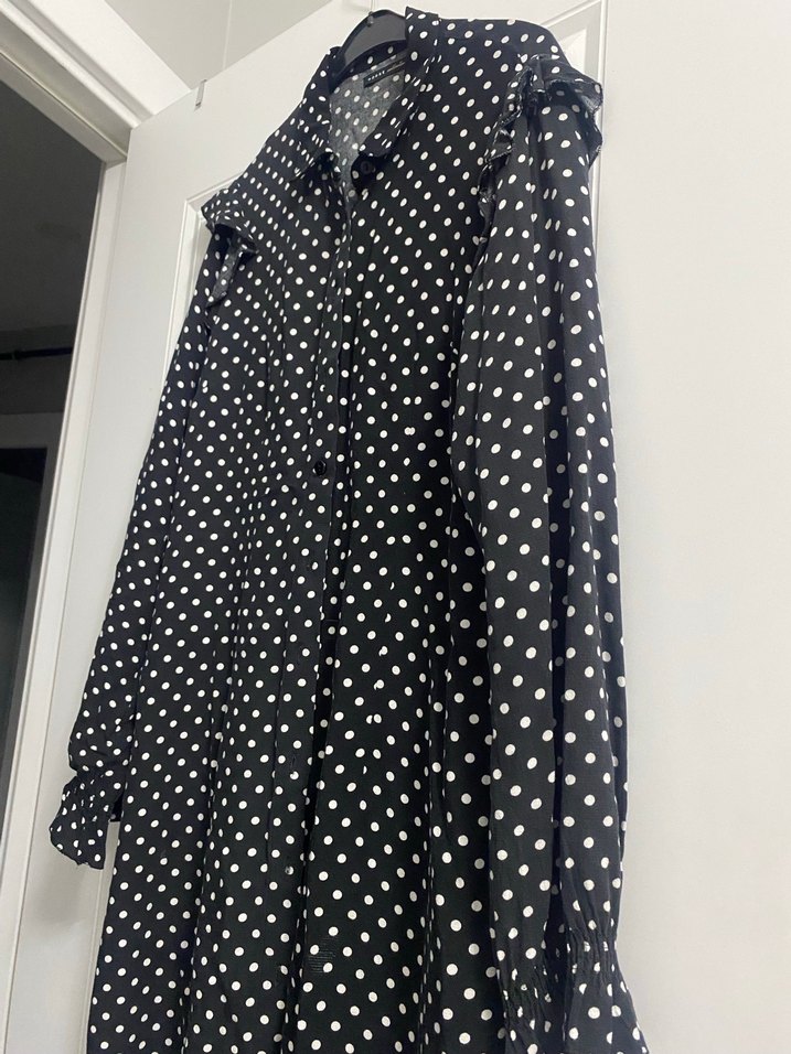 Puantiye Desenli Siyah Tunik Gömlek - Görsel 5