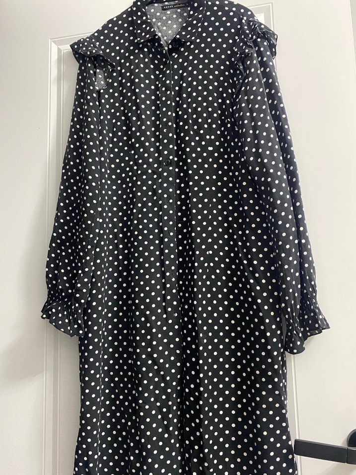 Puantiye Desenli Siyah Tunik Gömlek - Görsel 4