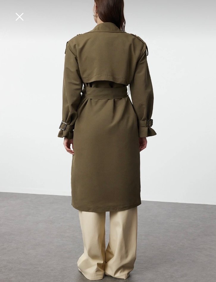 Kadın Bej Midi Kemerli Trençkot - Görsel 2