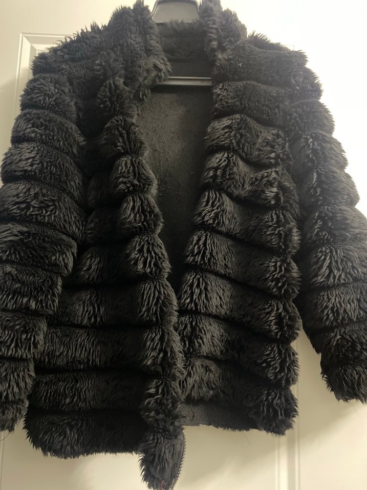 Siyah Kadın Kürk Detaylı Midi Mont - Görsel 2