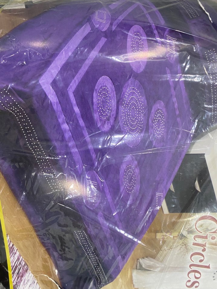 Koyu Mor Baskılı Yatak Örtüsü çift kişilik - Görsel 2