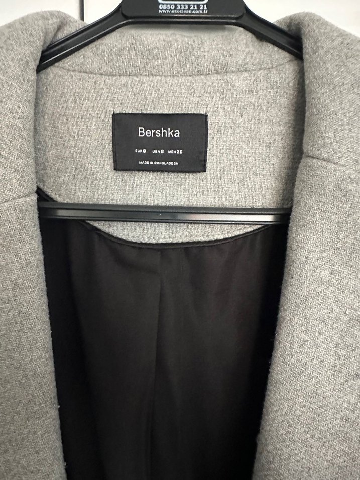 Bershka Gri Kaşe Kaban - Görsel 4