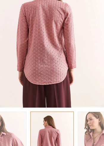 Fistolu gül kurusu Kadın Gömlek - Görsel 2