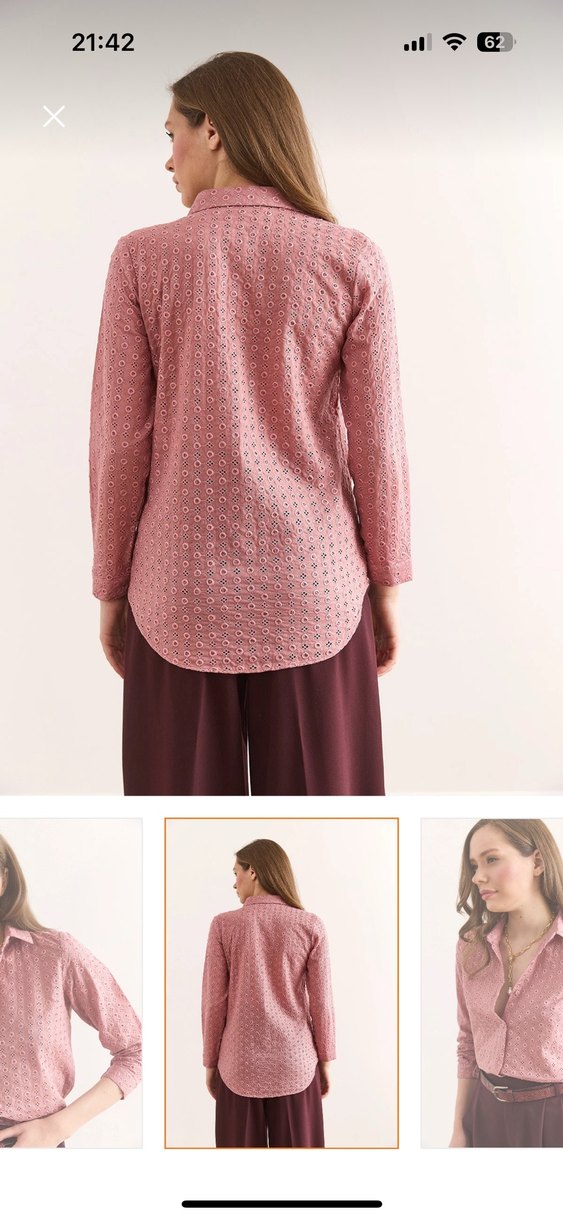 Fistolu gül kurusu Kadın Gömlek - Görsel 2