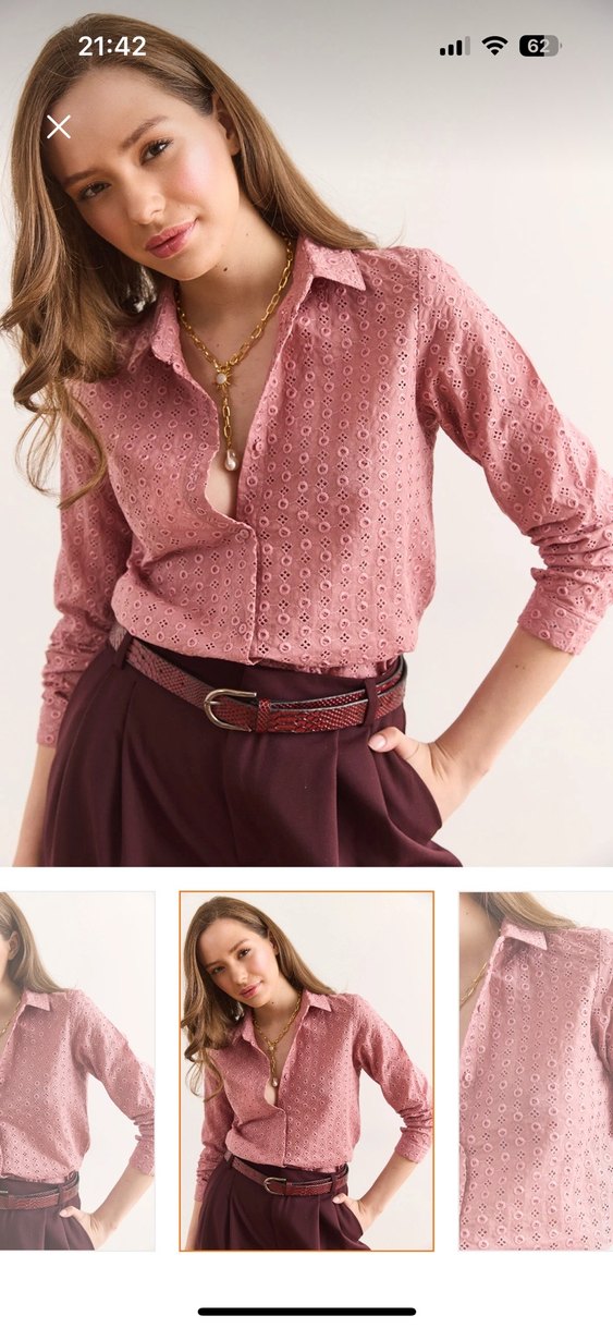 Fistolu gül kurusu Kadın Gömlek - Görsel 5