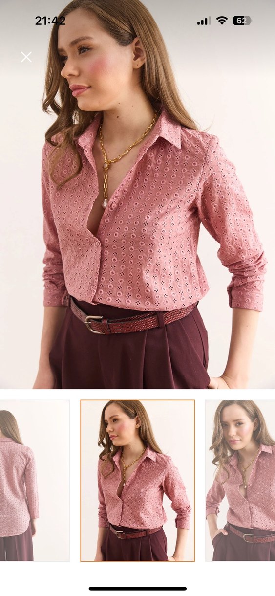 Fistolu gül kurusu Kadın Gömlek - Görsel 3