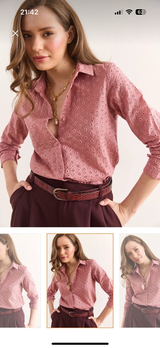 Fistolu gül kurusu Kadın Gömlek - Görsel 4