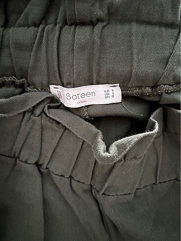 s Beden Sateen yeşil jogger pantolon