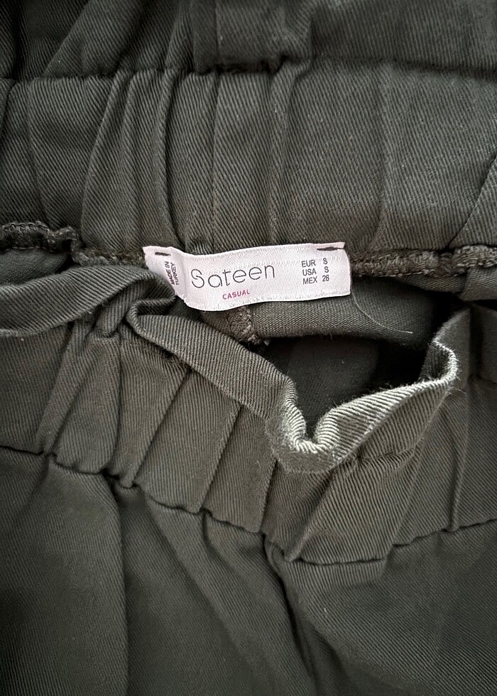 Sateen yeşil jogger pantolon - Görsel 3