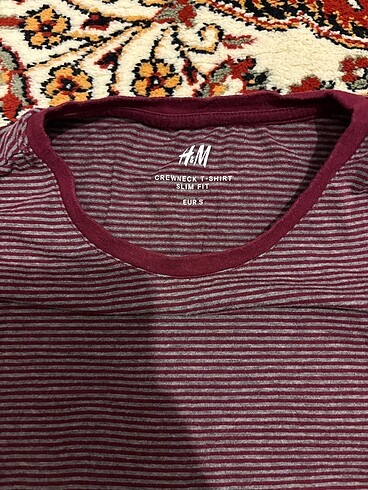 H&M H&M bordo çizgili tshirt