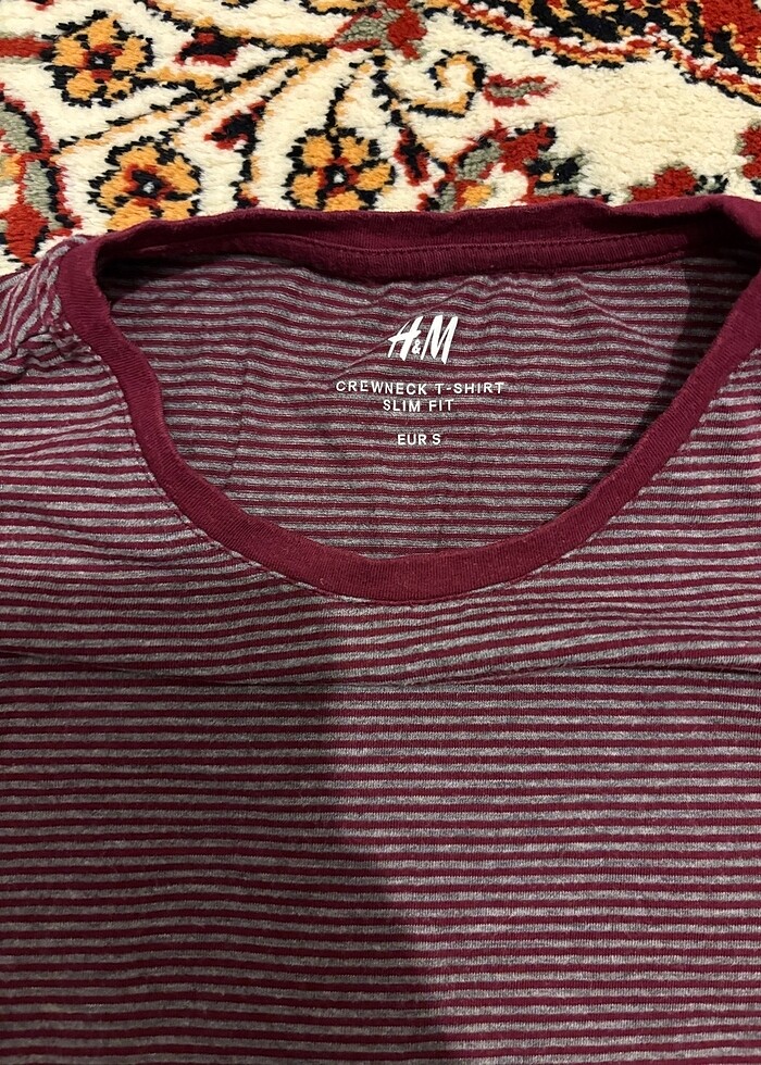 H&M bordo çizgili tshirt - Görsel 2