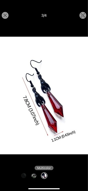  Beden Gothic bat küpe