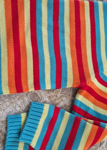 Renkli Çizgili çocuk Triko Kazak - Görsel 2