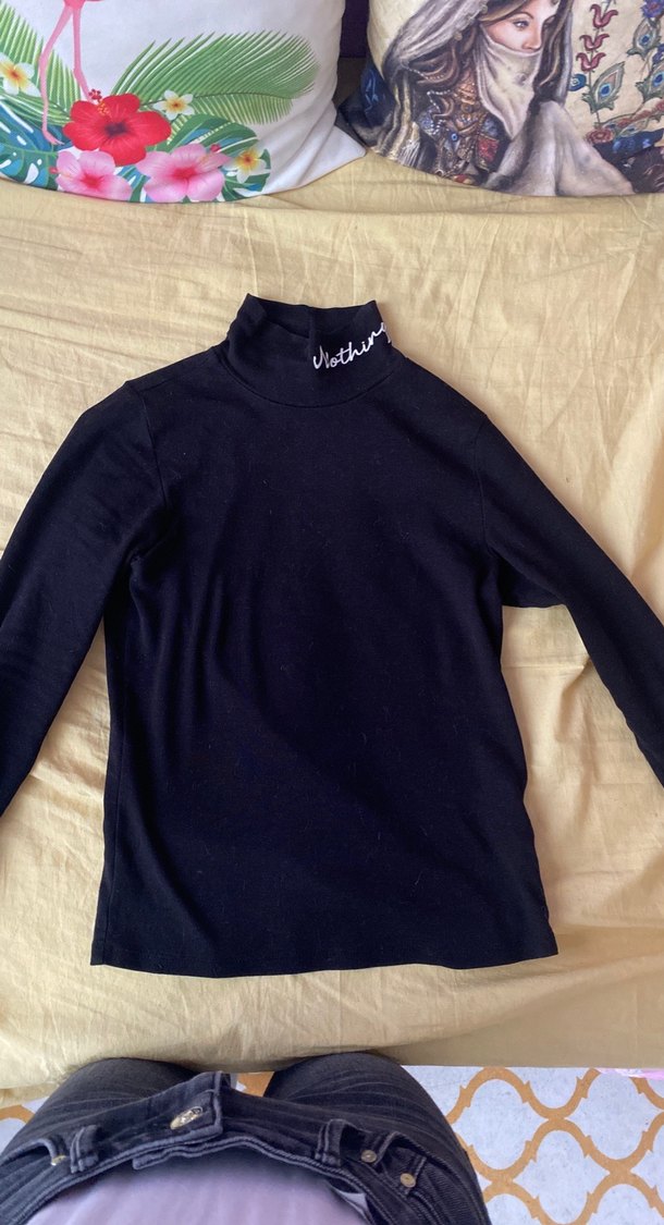 Kadın Siyah Yarım Balıkçı Triko Kazak - Görsel 3