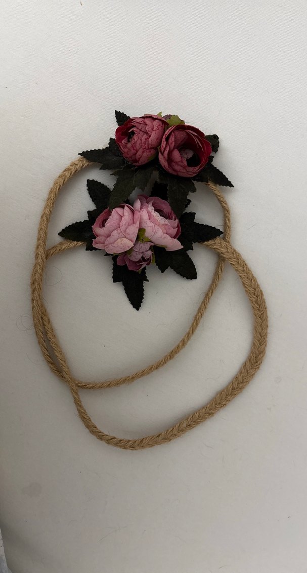 Bohem Koyu Pembe Örgü Kurdele Saç Aksesuarı - Görsel 3