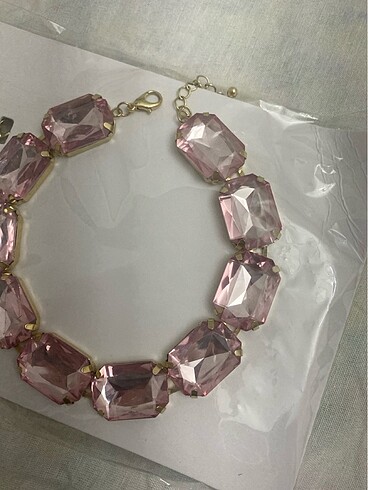 Bershka Pembe Taşlı Kolye - Görsel 5