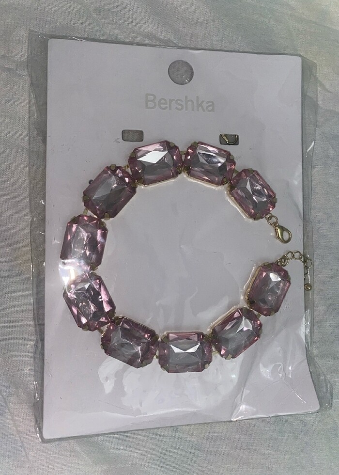 Bershka Pembe Taşlı Kolye - Görsel 4