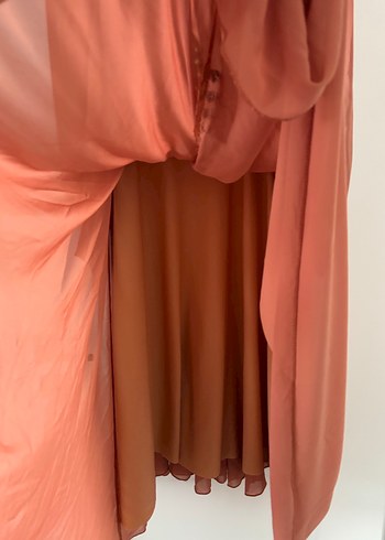 Düğmeli Bej midi Kadın Elbise - Görsel 6