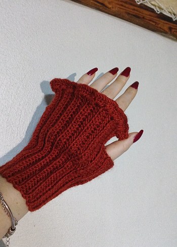 kahverengiÖrgü Parmaksız Kadın Eldiveni - Görsel 3