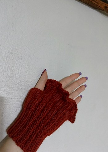 kahverengiÖrgü Parmaksız Kadın Eldiveni - Görsel 2