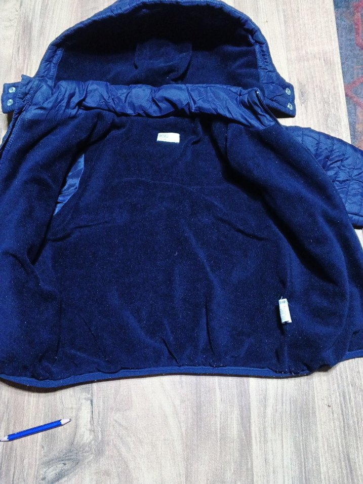 Koyu Mavi Bebek Polar Astarlı Kış Montu - Görsel 4