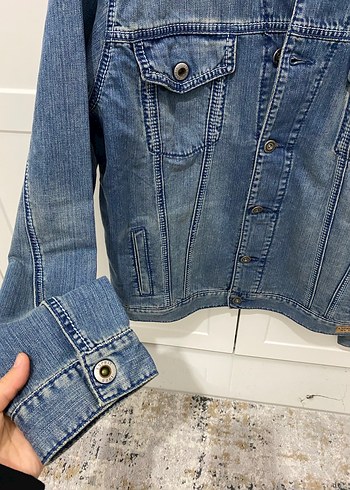 Esprit Düğmeli Mavi erkek Kot Ceket - Görsel 5