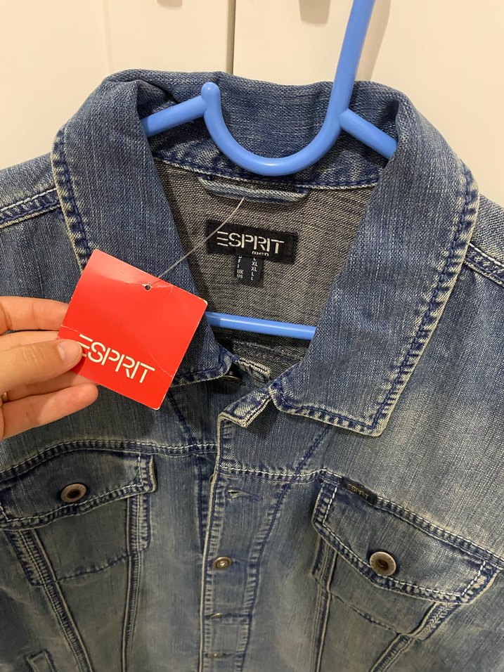 Esprit Düğmeli Mavi erkek Kot Ceket - Görsel 2