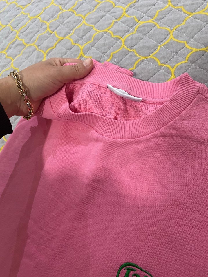 Orjinal marka Pembe Kadın Sweatshirt, Bisiklet Yaka, Rahat Kesim - Görsel 3