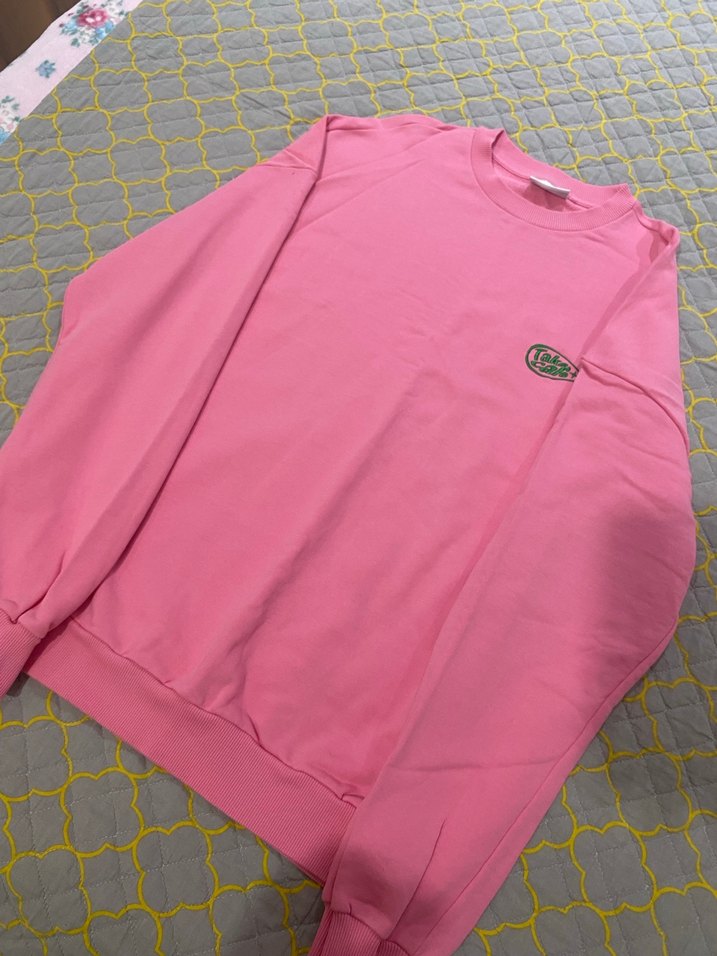 Orjinal marka Pembe Kadın Sweatshirt, Bisiklet Yaka, Rahat Kesim - Görsel 4