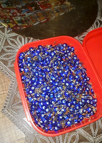 Beden mavi Renk Boncuklu Mavi Nazar Boncuğu Broş