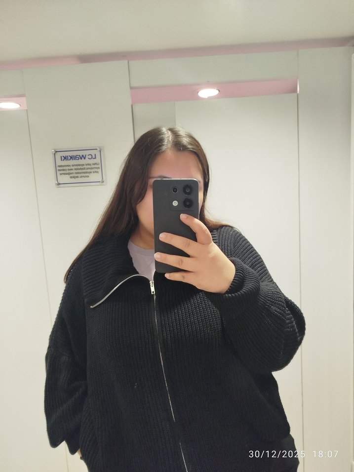 Siyah Fermuarlı Kadın Denim Ceket - Görsel 4