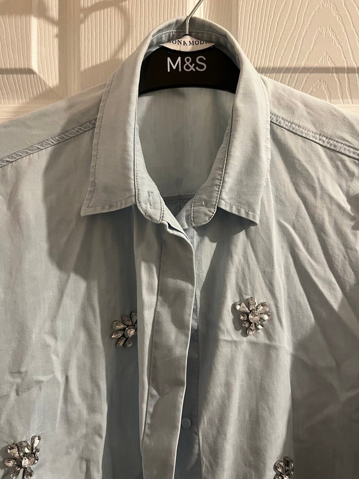 Nakışlı Uzun Kollu Denim Gömlek - Görsel 2