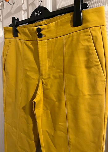 Mango Hardal Rengi Düğmeli Kadın Kumaş Pantolon - Görsel 2