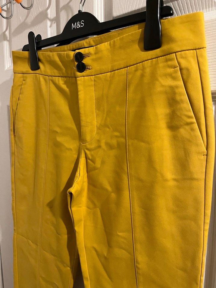 Mango Hardal Rengi Düğmeli Kadın Kumaş Pantolon - Görsel 2