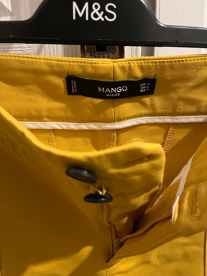 Mango Hardal Rengi Düğmeli Kadın Kumaş Pantolon - Görsel 4